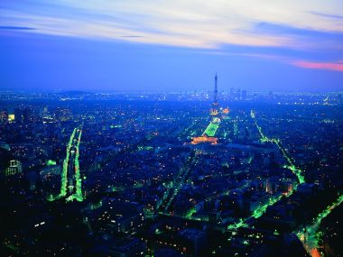 Paris Eiffel Tower City Night View