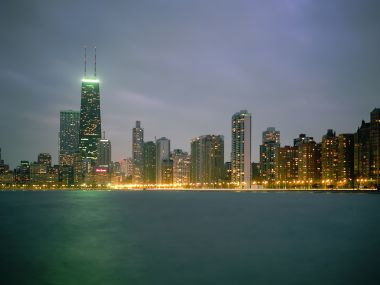 美国芝加哥城市天际线夜景