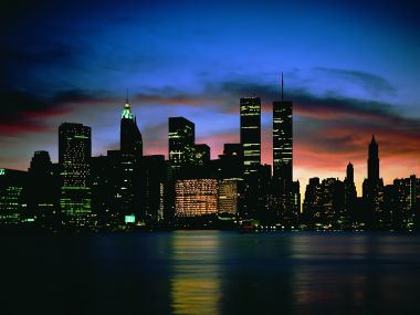 New York World Trade Center Twin Towers Night Skyline