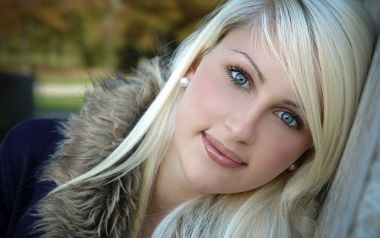 Blonde Blue Eyed Woman Outdoor Autumn Portrait Photography