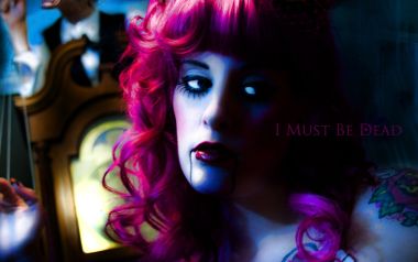 Surreal Dark Puppet Master Portrait Bright Pink Hair Woman