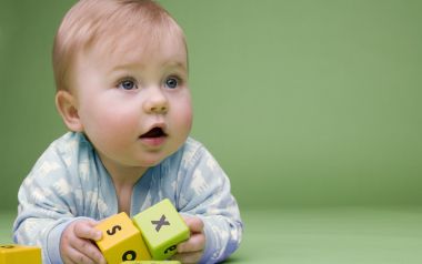 Cute Baby Holding Alphabet Blocks Children Photography