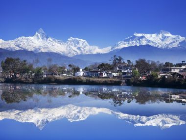 Nepal Pokhara Fewa Lake Himalaya Snow Mountain Landscape