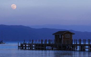 Full Moon Rising Over Lake Tahoe California