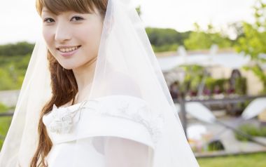 Smiling Bride Outdoor Garden Wedding Photography