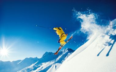 Extreme Skiing On Snowy Mountain
