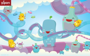Yipori Cute Cartoon Elves Cloud Fantasy Illustration