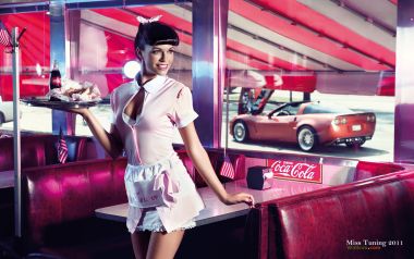 Vintage American Diner Waitress Coca Cola Theme Photography