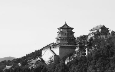 Summer Palace Buddhist Incense Tower Black And White