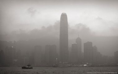 Hong Kong Victoria Harbor Misty Cityscape