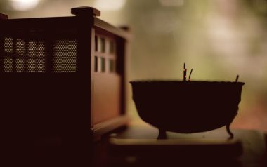 Warm Light Chinese Incense Burner Zen Still Life Wallpaper