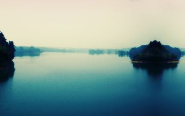 Misty Lake And Forest Landscape