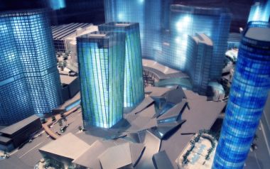 我的城市 未来风现代都市摩天建筑群沙盘