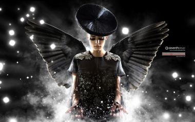 Dark Style Black Wing Angel Fashion Creative Portrait Wallpaper