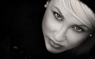 Black And White Elegant Blonde Woman Portrait Closeup