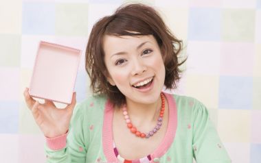 Japanese Home Girl Showing Pink Empty Gift Box