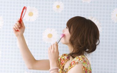 Young Girl Doing Makeup At Home Cute Japanese Style Photo