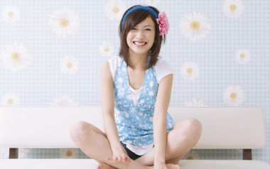 Cheerful Young Japanese Girl Home Casual Portrait