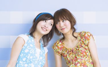 Sweet Japanese Best Friends Home Portrait Photo