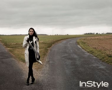 InStyle Magazine Fashion Shoot Woman On Overcast Country Road
