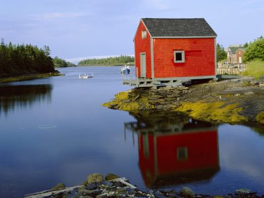 Stoneboro Nova Scotia Coastal Red Fishing Shed Scenery
