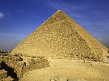 Great Pyramid Of Giza Egypt Desert Blue Sky View