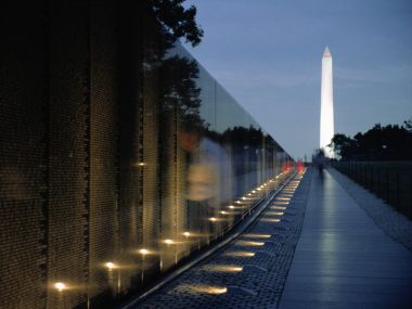 Vietnam Memorial And Washington Monument Washington Dc Dusk