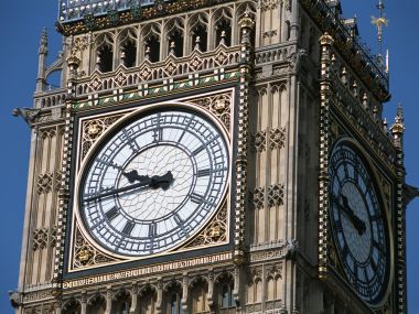 Uk London Big Ben Clock Face Closeup