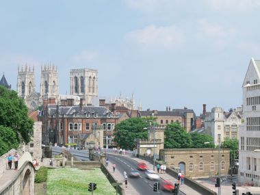 York Uk Old Town Street View With York Minster Cathedral