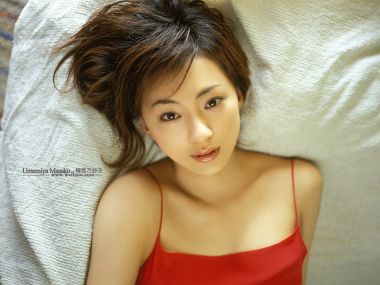 Masako Umemiya Red Camisole Home Portrait Photo