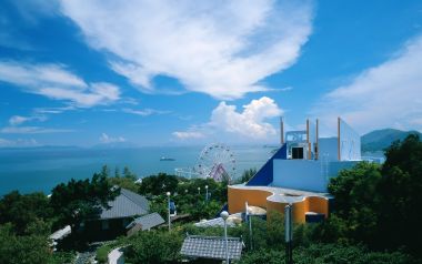 香港海洋公园夏日滨海晴朗风光