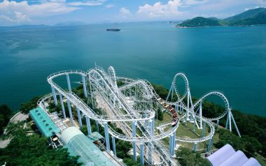 Ocean Park Hong Kong Coastal Roller Coaster Aerial View