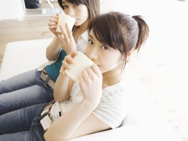 Japanese Fresh Home Two Young Girls Holding Mugs Casual Portrait