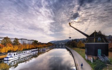 Germany Saarbruecken Saar River Autumn Riverside Landscape