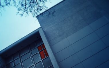 Modern Architecture Blue Facade With Orange Window