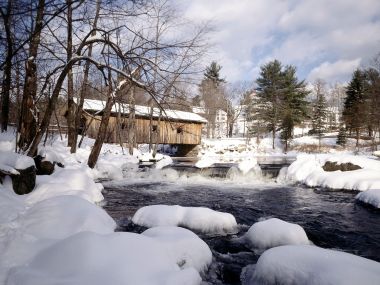 Waterloo Bridge New Hampshire Winter Snow Scenery