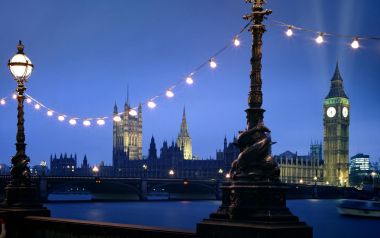 英国伦敦威斯敏斯特宫大本钟蓝调夜景
