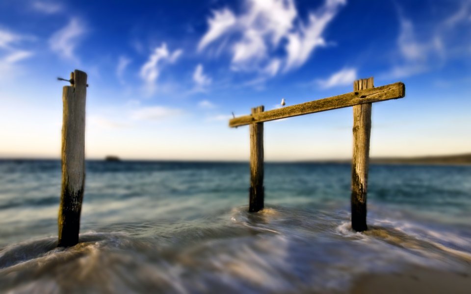 All That Is Left Remaining Pier Posts By Sea