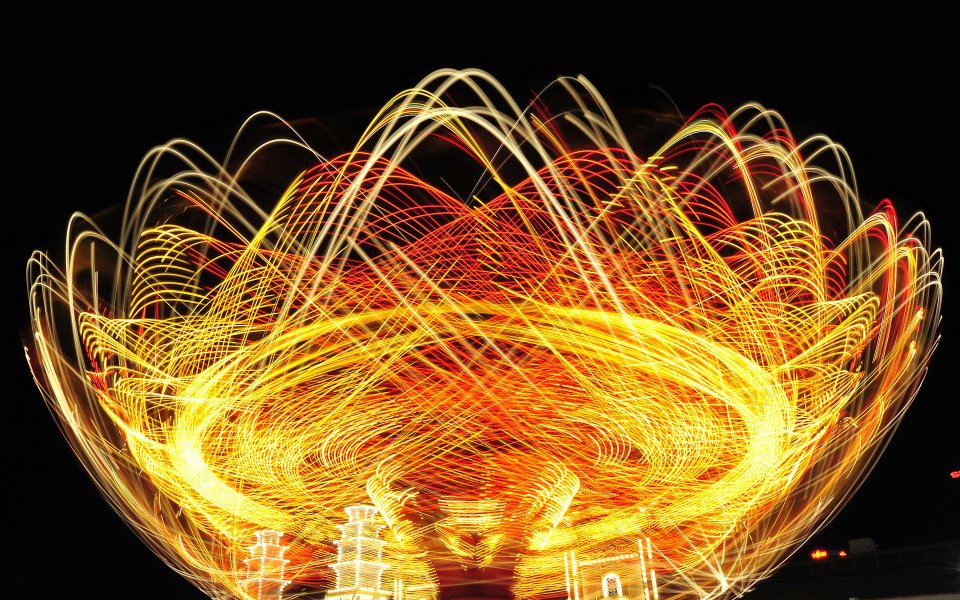 Australia Sydney Rotating Ride Light Trails Night Scene