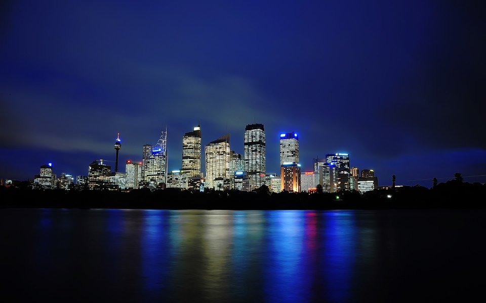 Sydney Night Skyline Reflections Cityscape