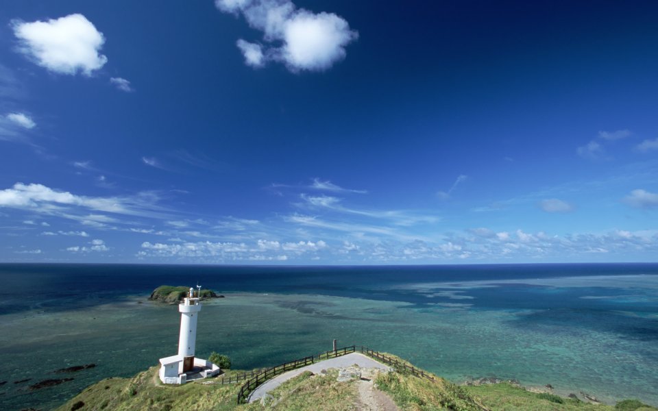 Japan Okinawa Lighthouse And Ocean View