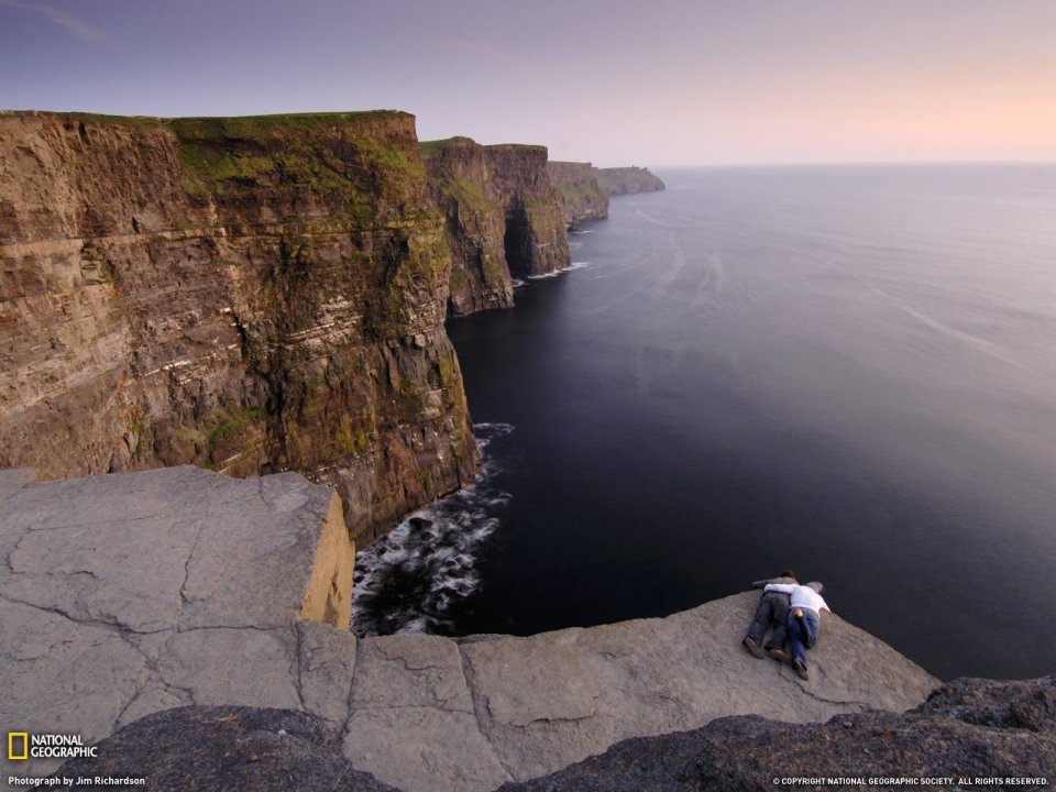 Ireland Cliffs Of Moher Couple Silhouette