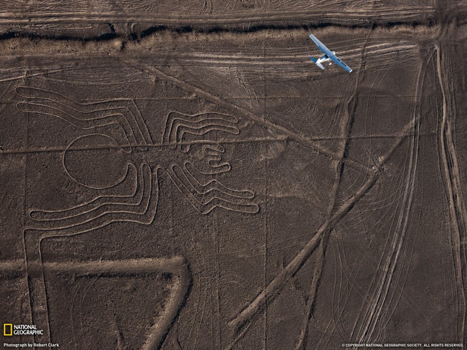 Nasca Lines Aerial View Giant Spider Pattern Peru Designs