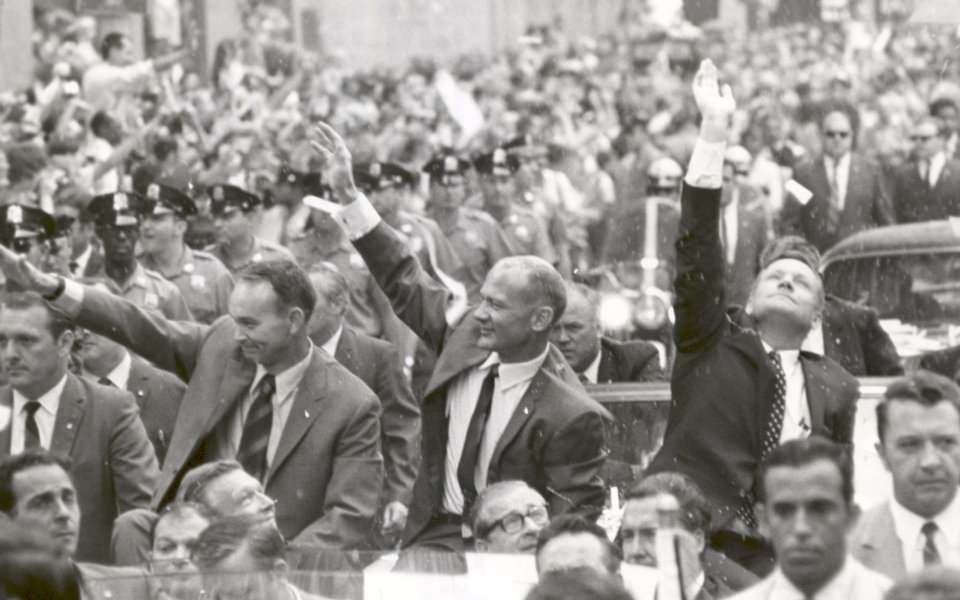 American Astronauts Celebration Parade Black And White Historical Photo