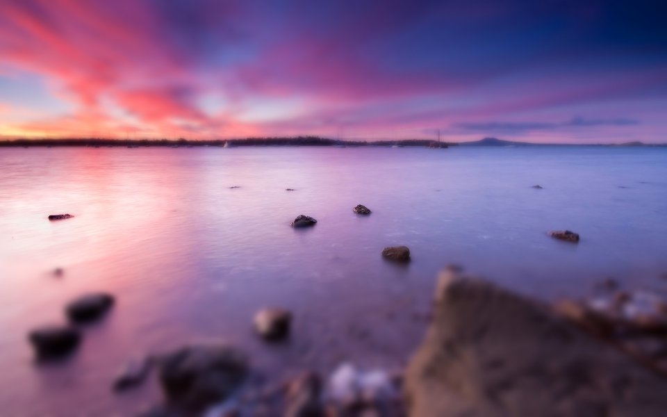 美国加州半月亮湾日落海湾风景