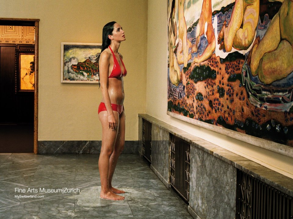 Red Bikini Woman In Kunsthaus Zurich Art Museum