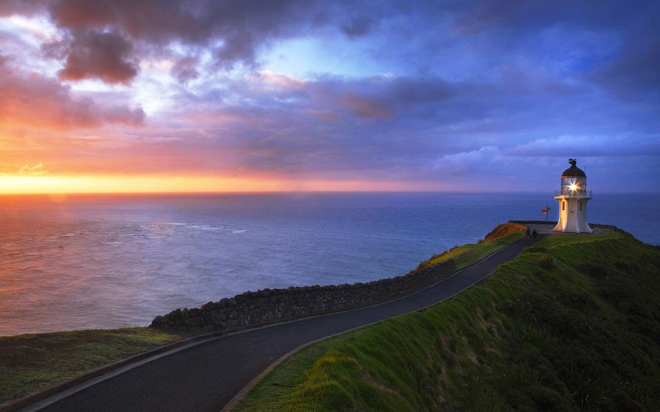 New Zealand Coastal Lighthouse Sunset View