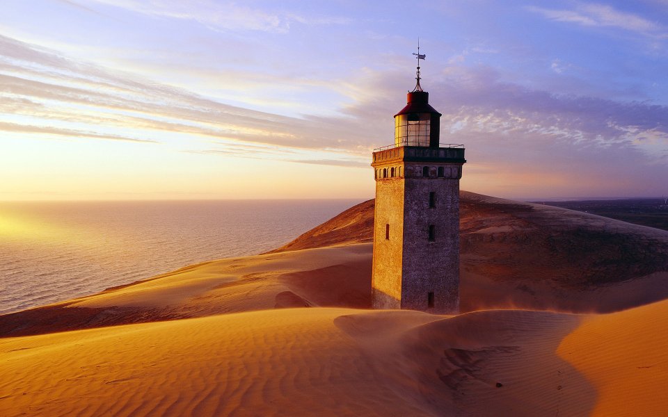 Denmark Dune Lighthouse At Sunset