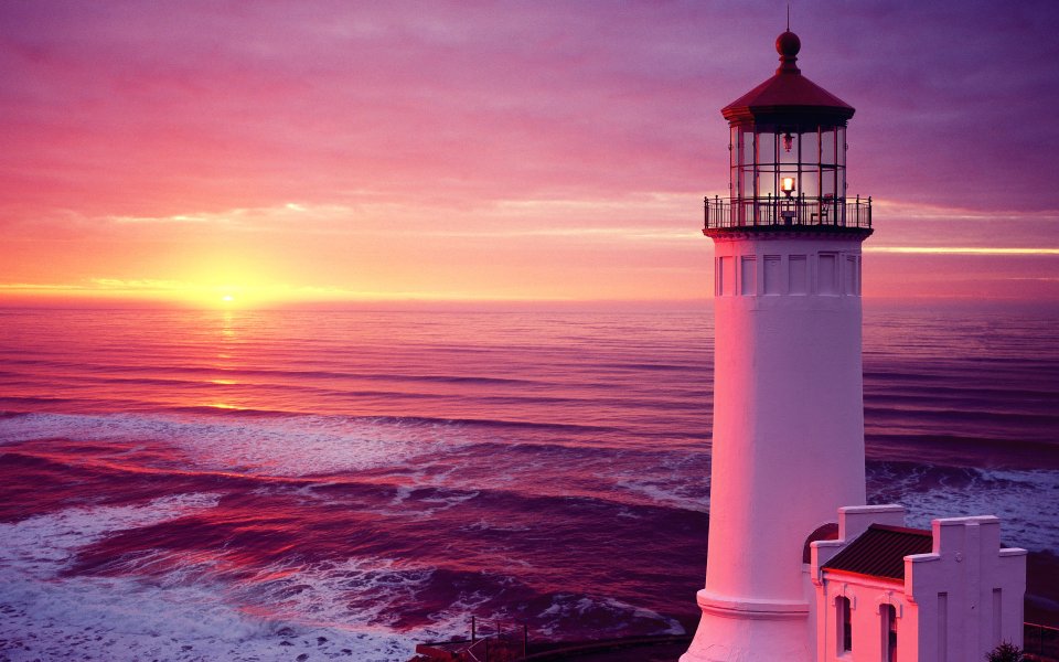 Coastal Lighthouse Sunset Scene