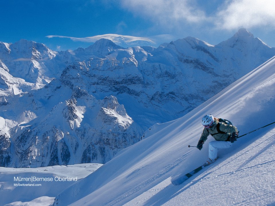 瑞士米伦伯尔尼高地滑雪场景